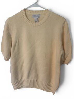 Land’s End 100% cotton short sleeve sweater yellow vintage